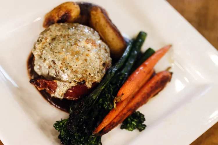 *Blue Cheese Crusted Filet Mignon